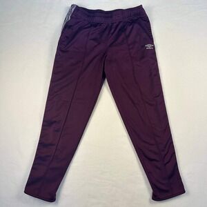 Umbro Women's Track‎ Sweatpants Joggers Burgundy Striped Logo Ankle Zip Size L
